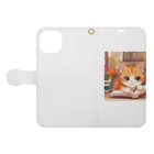 星パンダショップのほんよみかんねこ Book-Style Smartphone Case:Opened (outside)