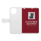 猫絵師のあべさん10万人記念　黒猫クロちゃん Book-Style Smartphone Case:Opened (outside)