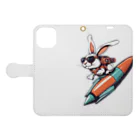 ロケットうさぎのロケットうさぎ　ミッション遂行 Book-Style Smartphone Case:Opened (outside)