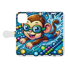 アニマルキャラクターショップのSwimming monkey Book-Style Smartphone Case:Opened (outside)
