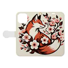 bigbamboofamilyの和×桜×狐(背景ありVer.) 手帳型スマホケースを開いた場合(外側)