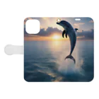 ai美女ショップの夕日とイルカ🐬🌅 Book-Style Smartphone Case:Opened (outside)