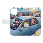 猫は癒やしの猫と渋滞 Book-Style Smartphone Case:Opened (outside)