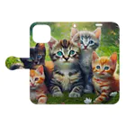 Colorful Canvasの猫ちゃん大集合 Book-Style Smartphone Case:Opened (outside)