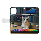 猫は癒やしの猫とデイトレード Book-Style Smartphone Case:Opened (outside)