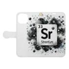 science closet（科学×ファッション）の元素シリーズ　~ストロンチウム Sr~ Book-Style Smartphone Case:Opened (outside)