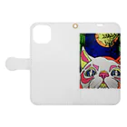 動物絵 Jamanakocic storeのカラフルな可愛い猫アイテム Book-Style Smartphone Case:Opened (outside)