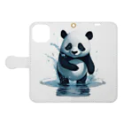 waterpandaのパンダの水遊び Book-Style Smartphone Case:Opened (outside)