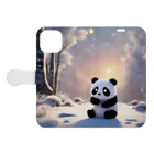 waterpandaの冬景色とパンダ Book-Style Smartphone Case:Opened (outside)