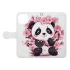 waterpandaの満開桜とパンダ Book-Style Smartphone Case:Opened (outside)