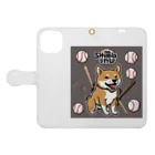 YRショップのかわいい柴犬グッズ 野球 Book-Style Smartphone Case:Opened (outside)