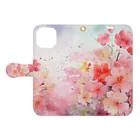 Ux-OsakaのColorful watercolor flower art 1 Book-Style Smartphone Case:Opened (outside)