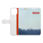 HUGENオフィシャルグッズのHUGEN #1 手帳型スマホケースを開いた場合(外側)