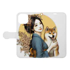 柴とか柴とか柴とか柴犬。の和美人としばいぬ。２ Book-Style Smartphone Case:Opened (outside)