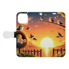 Animal Canvas Collectionの夕焼け小焼けの森の小鳥 Book-Style Smartphone Case:Opened (outside)