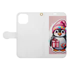 dorakiti0712のペンギンの子（ペン子） Book-Style Smartphone Case:Opened (outside)