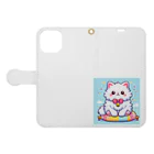 Tomo-Shopのゆるかわキャット Book-Style Smartphone Case:Opened (outside)