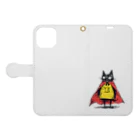 Lapis SHOPの黒猫ヒーロー Book-Style Smartphone Case:Opened (outside)