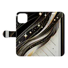 Black_White_Goldの流れ星 Book-Style Smartphone Case:Opened (outside)