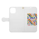 Happy　Rainbow　Flagのレインボーフラッグ Book-Style Smartphone Case:Opened (outside)
