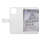 OASIS TOWNの岡山城ペンアート Book-Style Smartphone Case:Opened (outside)