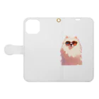 AQUAMETAVERSEのサングラスをかけた、かわいい犬 Marsa 106 Book-Style Smartphone Case:Opened (outside)