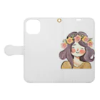 moanaの水彩画　花冠の少女 Book-Style Smartphone Case:Opened (outside)