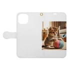 IloveCatのかわいい子猫がお部屋を明るくする姿 Book-Style Smartphone Case:Opened (outside)