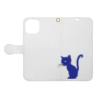 MEGROOVEのシルエットにゃん🐱 Book-Style Smartphone Case:Opened (outside)