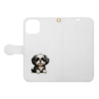 Shih Tzu Fanのシーズー（黒／白） Book-Style Smartphone Case:Opened (outside)