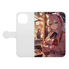 AI美女の館の二次元の女の子 Book-Style Smartphone Case:Opened (outside)