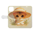 AQUAMETAVERSEの帽子をかぶった可愛い子猫 Marsa 106 Book-Style Smartphone Case:Opened (outside)