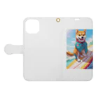 Lee17のサーフィンする柴犬 Book-Style Smartphone Case:Opened (outside)