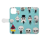 MEGROOVEのドクロいっぱい💀 Book-Style Smartphone Case:Opened (outside)