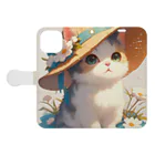 AQUAMETAVERSEの帽子をかぶった可愛い子猫 Marsa 106 Book-Style Smartphone Case:Opened (outside)