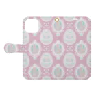 tettetextileのイースターラビット_pink Book-Style Smartphone Case:Opened (outside)