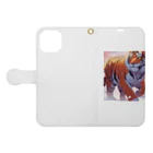 dora-6の雪の中を歩いている虎 Book-Style Smartphone Case:Opened (outside)