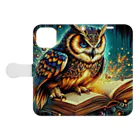 終わらない夢🌈のフクロウ🦉🌕 Book-Style Smartphone Case:Opened (outside)