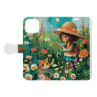 AQUAMETAVERSEのお花畑に囲まれる猫ちゃんと私 アメジスト 2846 Book-Style Smartphone Case:Opened (outside)