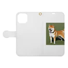 柴犬大好きマンのかわいい柴犬　赤毛 Book-Style Smartphone Case:Opened (outside)