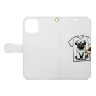 鼻ぺちゃ犬と和猫のデッサンパグ T Book-Style Smartphone Case:Opened (outside)