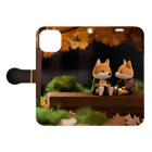 まみおデザインの公園でデートする柴犬のカップル Book-Style Smartphone Case:Opened (outside)