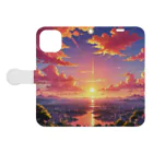 ikeikeikedaの街を照らす夕陽（景色シリーズ） Book-Style Smartphone Case:Opened (outside)