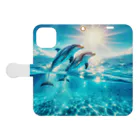 終わらない夢🌈の美しい海とイルカ🐬✨ Book-Style Smartphone Case:Opened (outside)