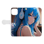 Relaxing Beatsの青い髪の少女 Book-Style Smartphone Case:Opened (outside)