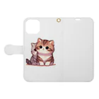 シマのかわいい子猫の兄弟 Book-Style Smartphone Case:Opened (outside)