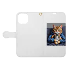 golkichiの猫to猫 Book-Style Smartphone Case:Opened (outside)