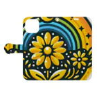 風光と妖精の花　虹　月 Book-Style Smartphone Case:Opened (outside)