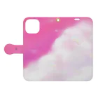 milkyway.77の絵の具風 ゆめかわなピンク空 Book-Style Smartphone Case:Opened (outside)