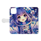 ぷの宇宙ちゃん 手帳型スマホケースを開いた場合(外側)